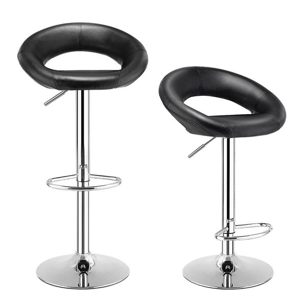 Set of 2 Height Adjustable and 360 degree Home Bar Stool with Non-Slip Base and Steel Footrest