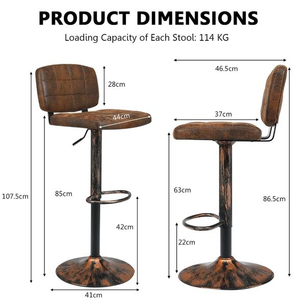 Vintage Bar Stools with Adjustable Height for Kitchen