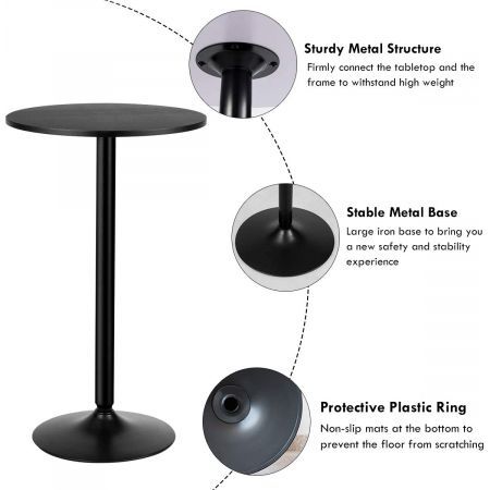 Modern Bar Table with Round Top for Living Room & Restaurant & Bistro