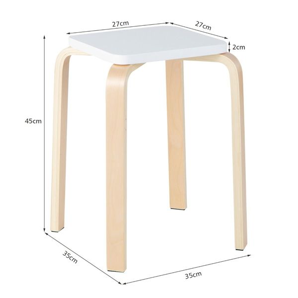 4 Pieces Colorful Stackable Square Stools with Painted Surface