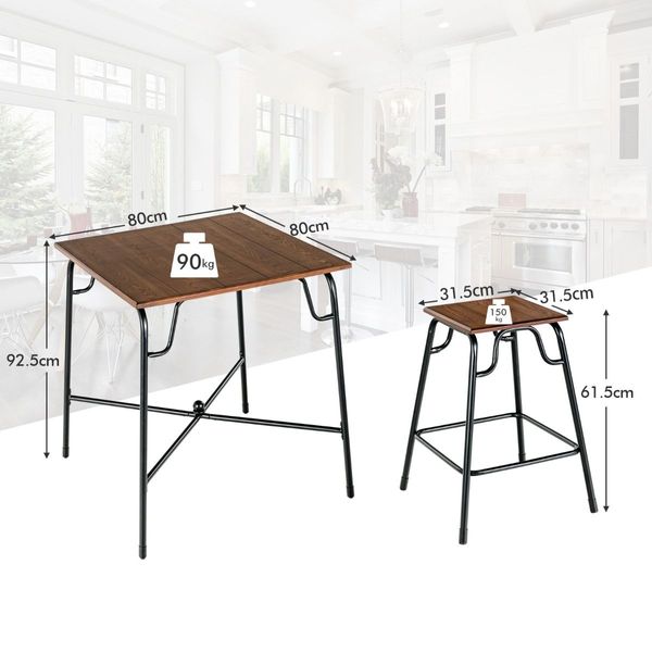 5-piece Bar Table Set with Backless Stools for Apartment