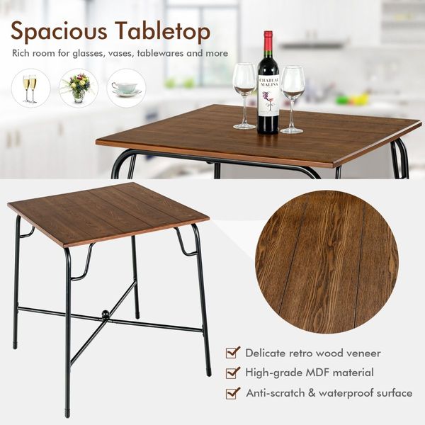 5-piece Bar Table Set with Backless Stools for Apartment