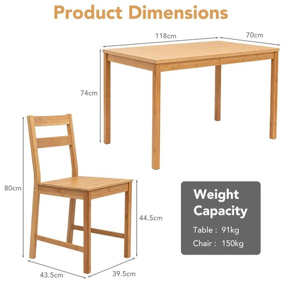 Dining Set with 1 Rectangular Table & 4 Chair for Dining Room & Kitchen