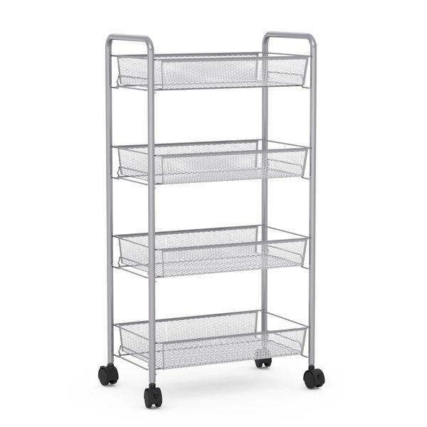 Kitchen Steel Mesh Trolley Cart with 4 Levels