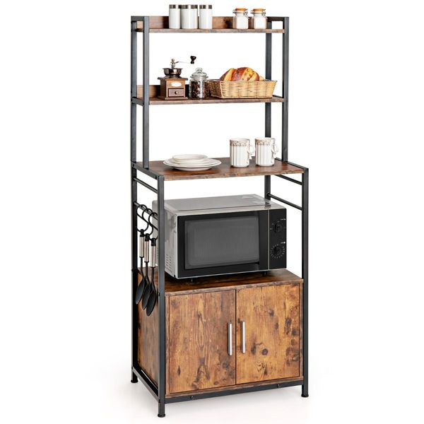 4-Tier Kitchen Baker's Rack with Storage Cabinet & Hutch