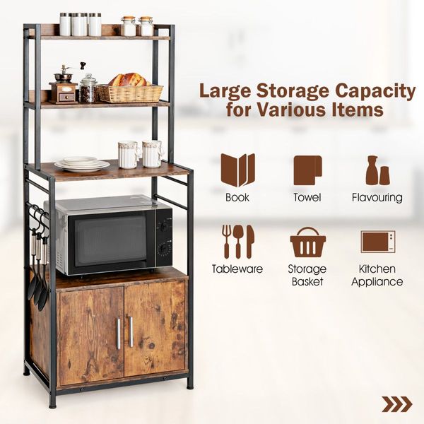 4-Tier Kitchen Baker's Rack with Storage Cabinet & Hutch