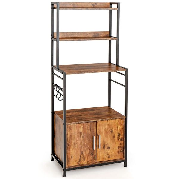 4-Tier Kitchen Baker's Rack with Storage Cabinet & Hutch