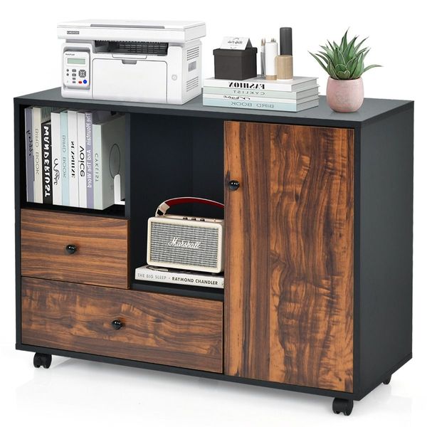 Rolling Storage Cabinet with Compartments & Drawers for Home & Office