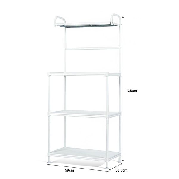 4-Tier Microwave Oven Stand Storage with Mesh Wire Shelves for Kitchen/Living Room/Office