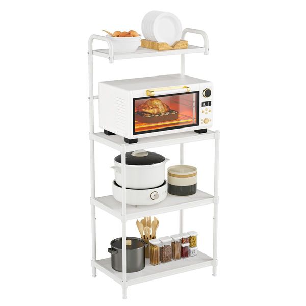 4-Tier Microwave Oven Stand Storage with Mesh Wire Shelves for Kitchen/Living Room/Office