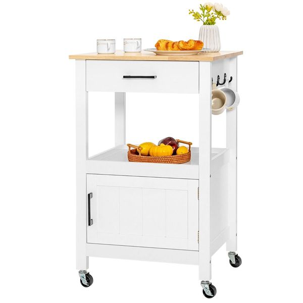 Kitchen Island Cart with 4 Flexible Universal Wheels