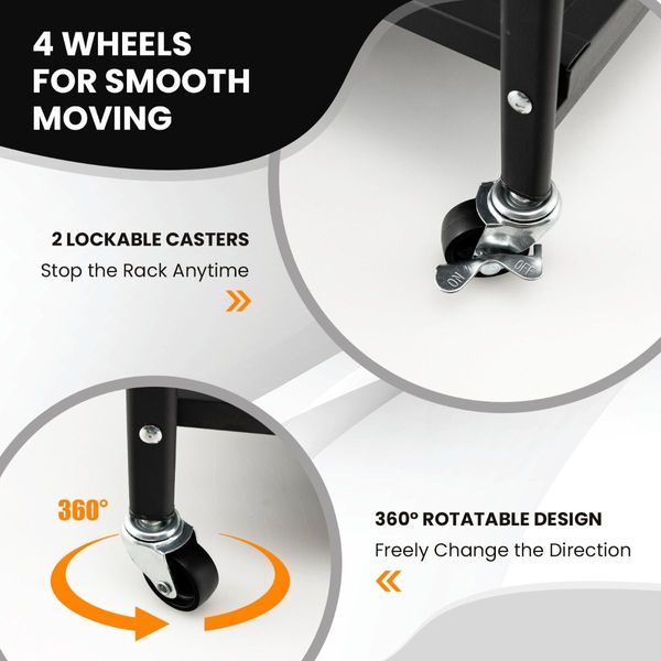 3-Tier Foldable Kitchen Cart with 4 Wheels