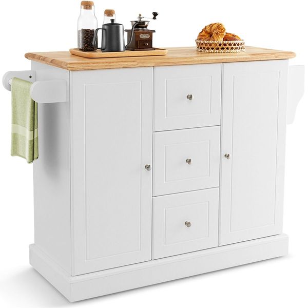 Large Mobile Kitchen Island Cart with Adjustable Shelves for Kitchen/Dinning Room