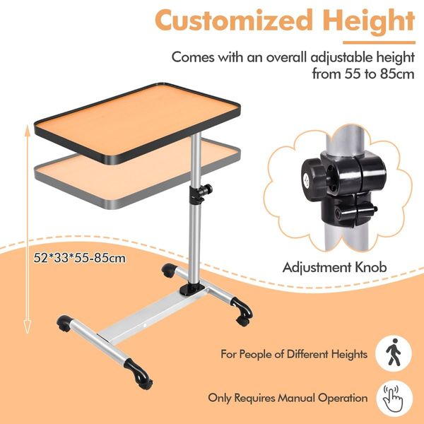 Metal Side Table with Wheels for Office/Home