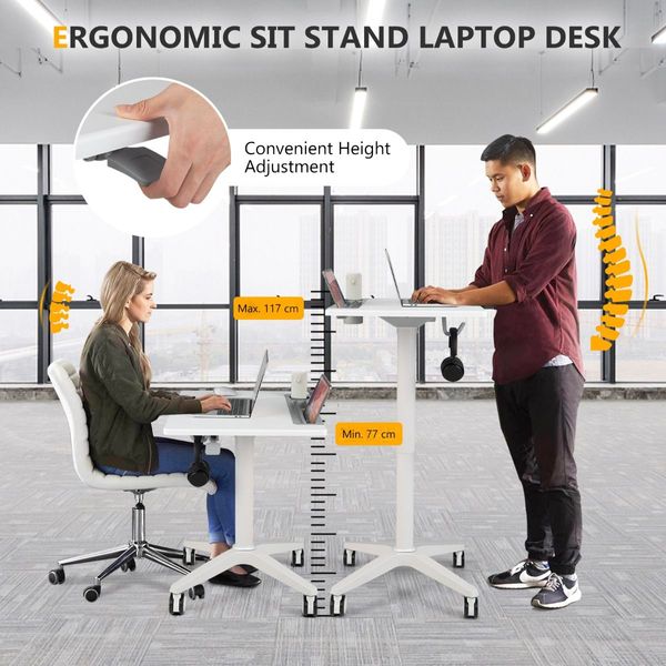 Mobile Height Adjustable Laptop Desk with Tablet Holder for Home/ Office