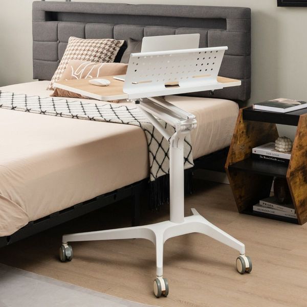 Mobile Height Adjustable Desk with Detachable Holder for Home & Office