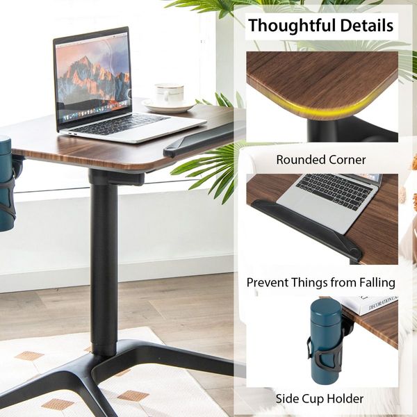 Mobile Height Adjustable Standing Desk with Anti-fall Baffle for Home/Office