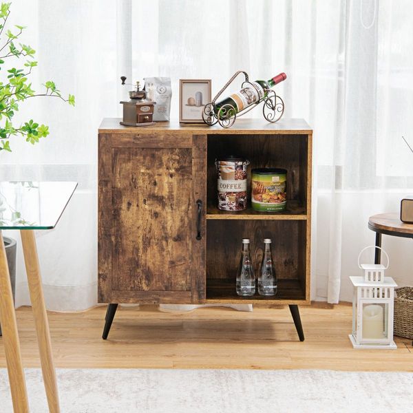 Mid-century Storage Cabinet with Single Door and Adjustable Shelves