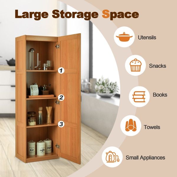 Tall Storage Cabinet with 4 Storage Shelves for Living Room