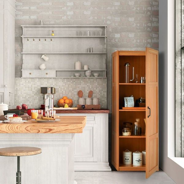 Tall Storage Cabinet with 4 Storage Shelves for Living Room