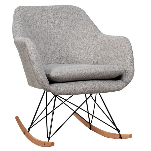 Accent Rocking Chair with Solid Steel Wood Leg for Bedroom