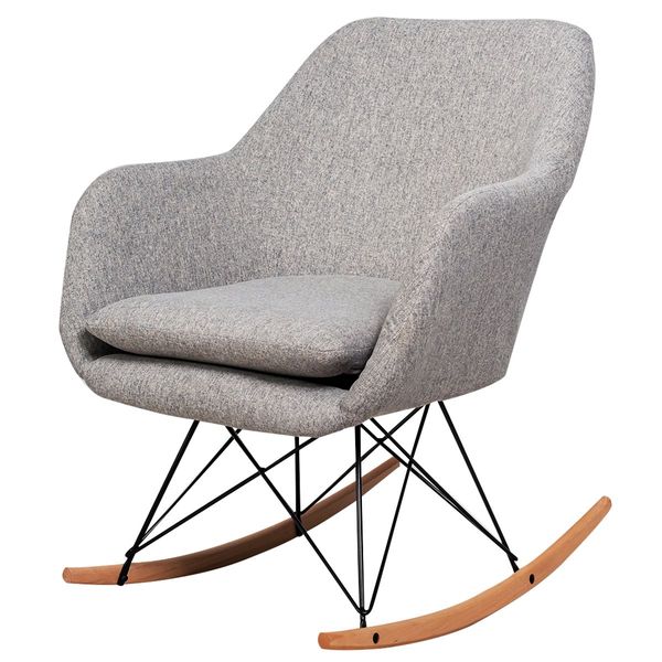 Accent Rocking Chair with Solid Steel Wood Leg for Bedroom