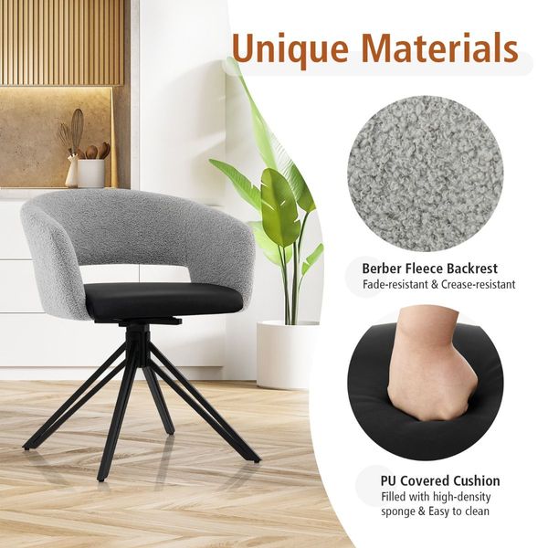 Modern Swivel Accent Chair with PU Coated Seat Cushion & Curved Armrests