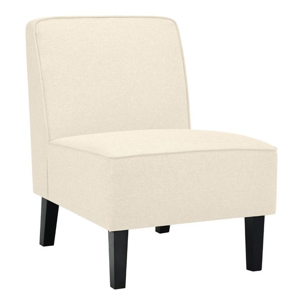 Modern Armless Accent Chair Fabric Single Sofa with Rubber Wood Legs