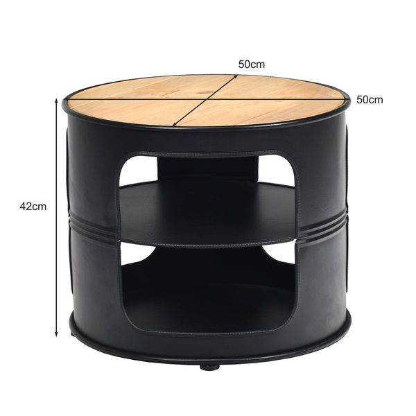 3-tier Round Coffee Table with 2 Storage Shelves