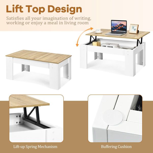 Lift Top Coffee Tabl with Hidden Storage Compartment for Living Room