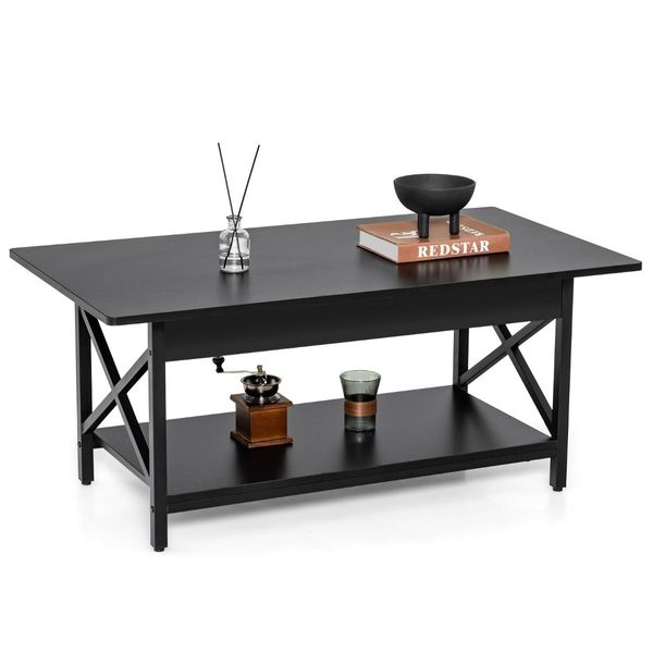 2-Tier Coffee Table with Storage for Living Room