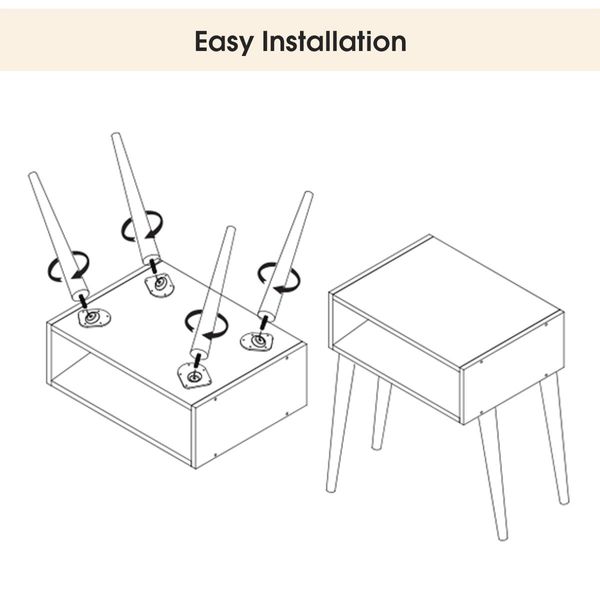 Modern Style Nightstand with Smooth Surface for Home & Office