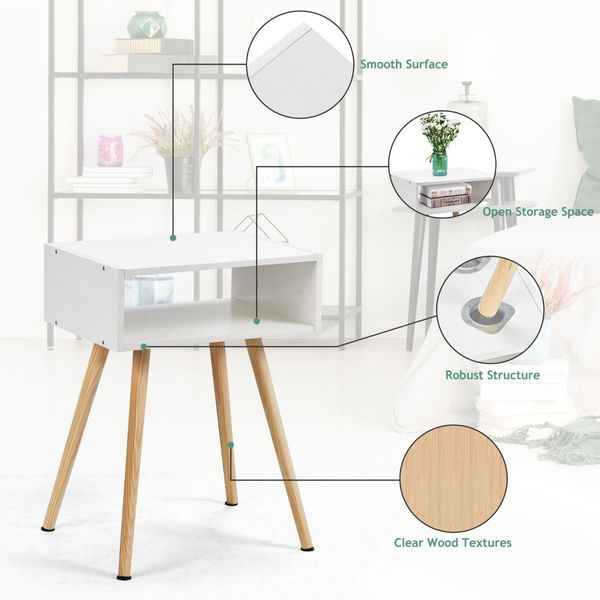 Modern Style Nightstand with Smooth Surface for Home & Office