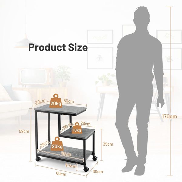 3-Tier Accent Table with Universal Casters