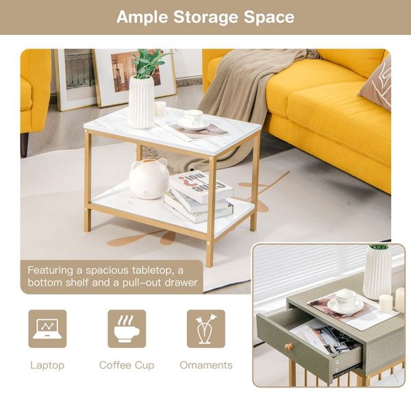 2-Piece Nesting Coffee Table Set with Drawer and Shelf