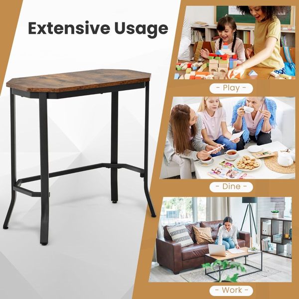 Slim Night Table with Wooden Tabletop for Living Room