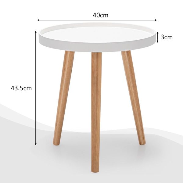 Round Side Table with Storage Tray and Sturdy Tripod Stand for Living Room/Bedroom/Office