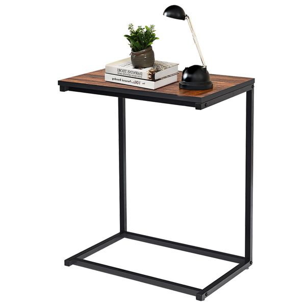 Industrial Styled C Shaped End Table for Living Room