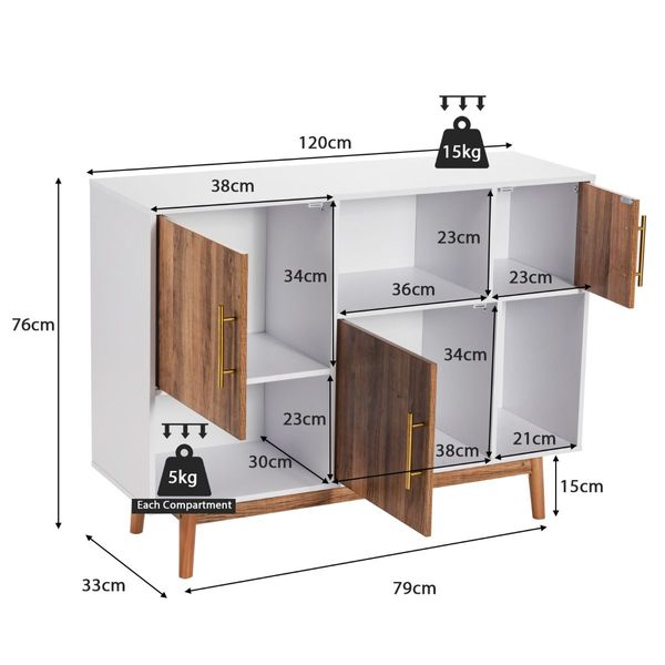 Sturdy Sideboard Storage Cabinet with Trendy Design for Home & Office