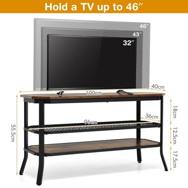 Wooden TV Stand with Storage Shelves for Living Room/Bedroom