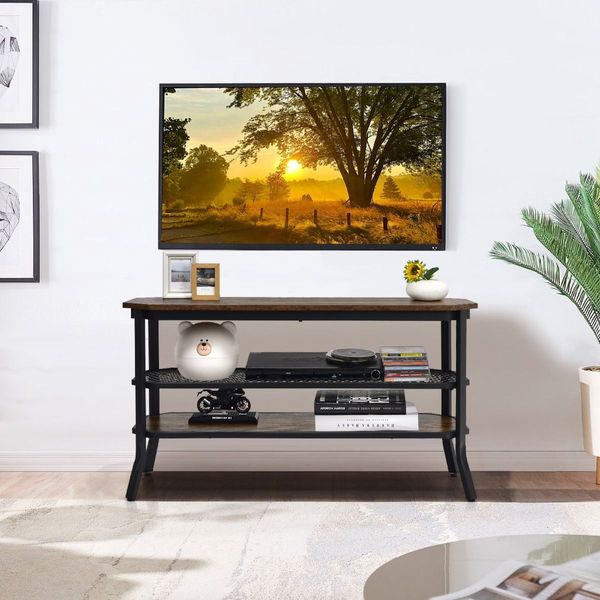 Wooden TV Stand with Storage Shelves for Living Room/Bedroom