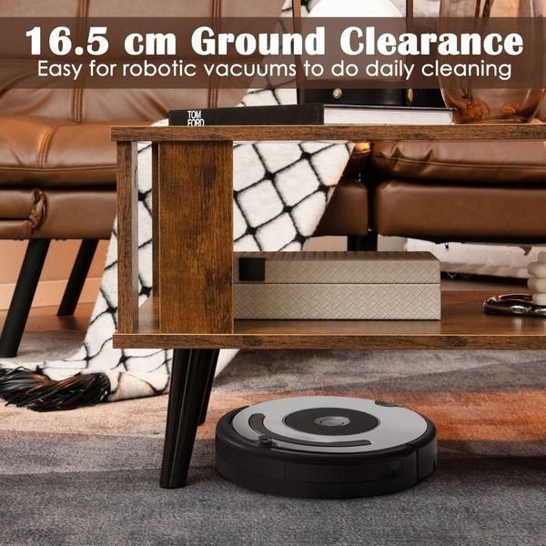 2-Tier Wooden Center Table with Open Storage Shelf for Living Room