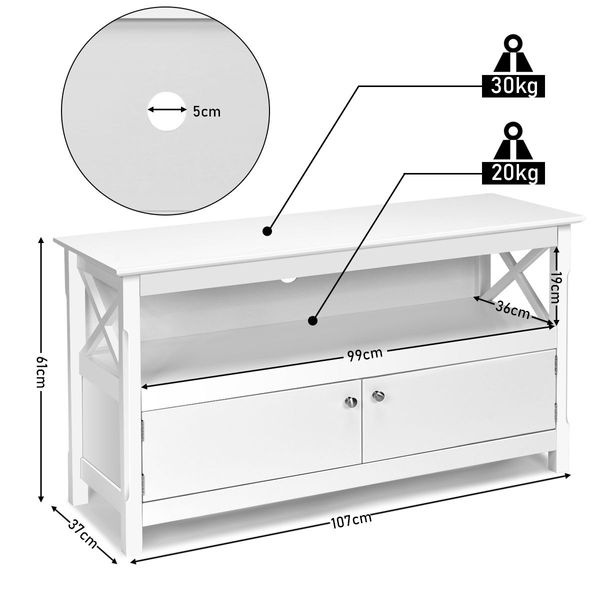 Media Console Cabinet with Cable Management Hole for Living Room