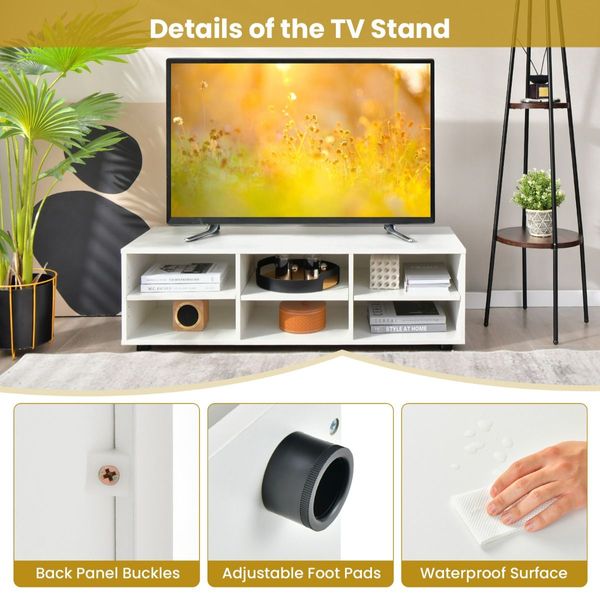 45.5 Inches TV Stand with 3 Storage Cabinet & 5 Height Adjustable Shelves