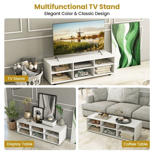 45.5 Inches TV Stand with 3 Storage Cabinet & 5 Height Adjustable Shelves