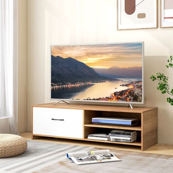 TV Console Table with 2 Open Shelf and Drawer for Living Room