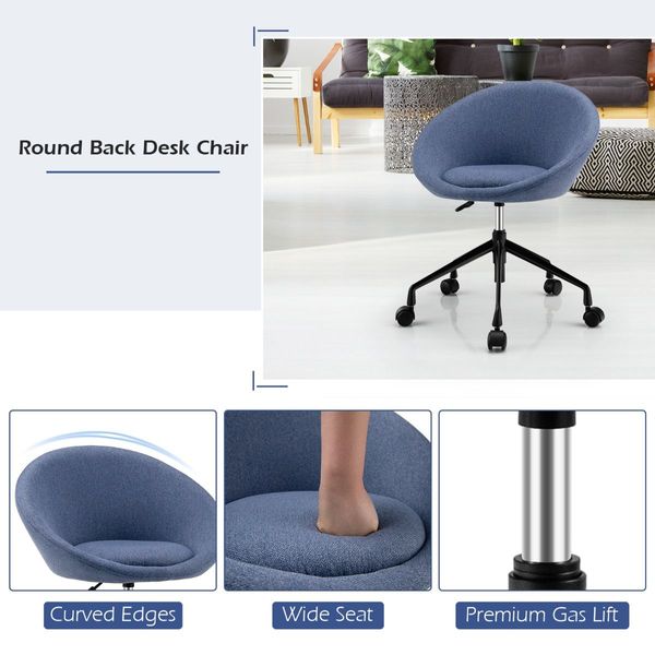 Armless Desk Chairs with Curved Backrest for Office & Bedroom