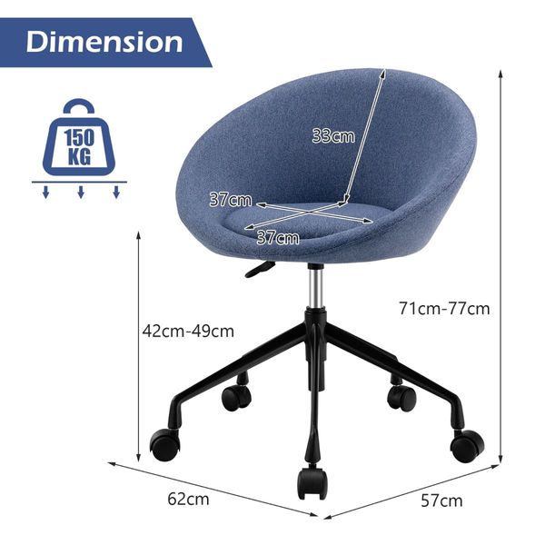 Armless Desk Chairs with Curved Backrest for Office & Bedroom