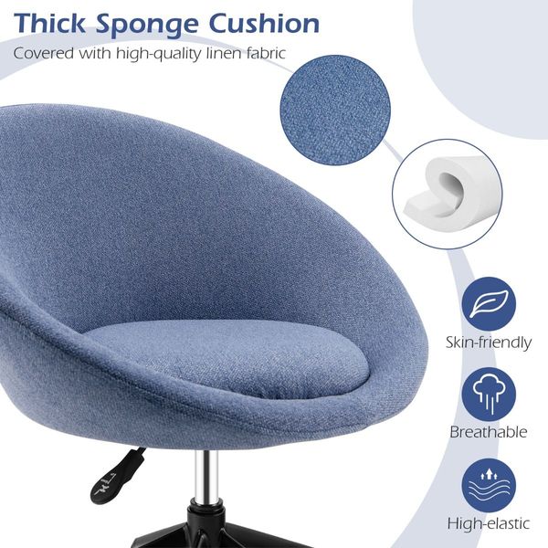 Armless Desk Chairs with Curved Backrest for Office & Bedroom