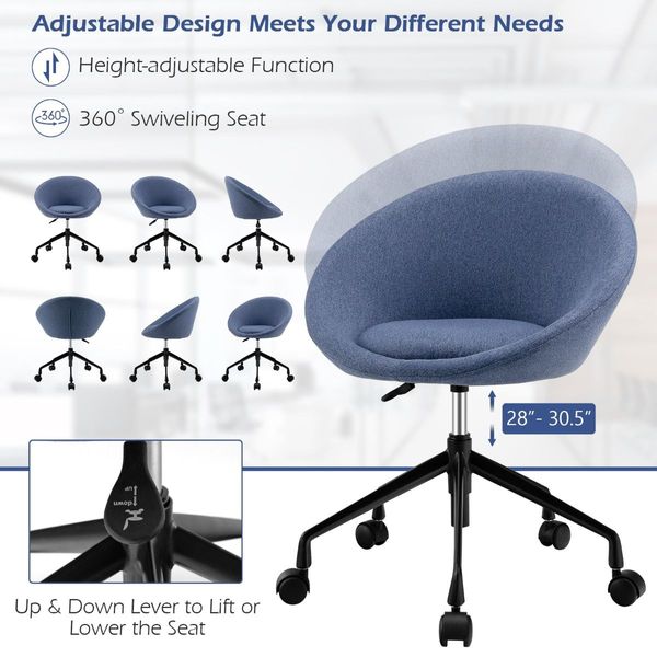 Armless Desk Chairs with Curved Backrest for Office & Bedroom